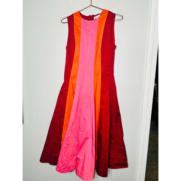 ROKSANDA x RTR Pink Red Color-Blocked Sleeveless Crewneck Midi Dress Size 6 - Picture 5 of 16